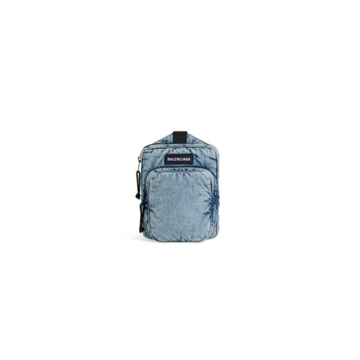 Balenciaga Sac Messenger À Bandoulière Explorer pour Homme en Bleu Délavé