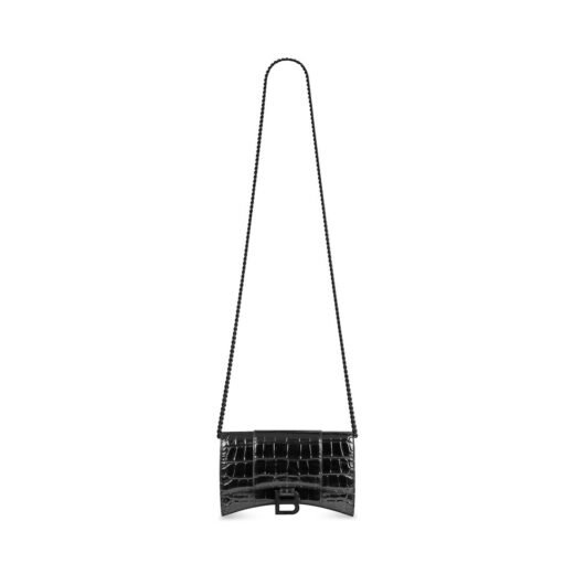Balenciaga Portefeuille Avec Chaîne Hourglass pour Femme en Noir