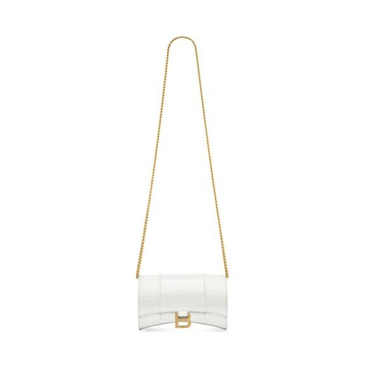 Balenciaga Portefeuille Avec Chaîne Hourglass pour Femme en Blanc