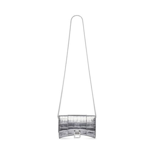 Balenciaga Portefeuille Avec Chaîne Hourglass en Argent