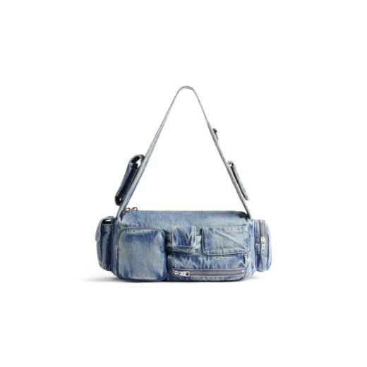 Balenciaga Sac Sling Superbusy Petit pour Homme en Bleu