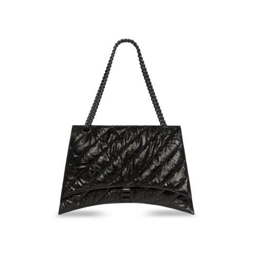 Balenciaga Sac Avec Chaîne Crush Grand en Noir – 716332210IY1000