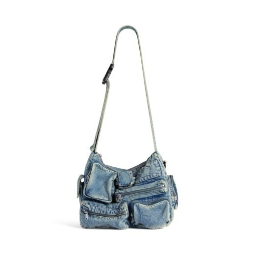 Balenciaga Sac Messenger Superbusy pour Homme en Bleu Vintage