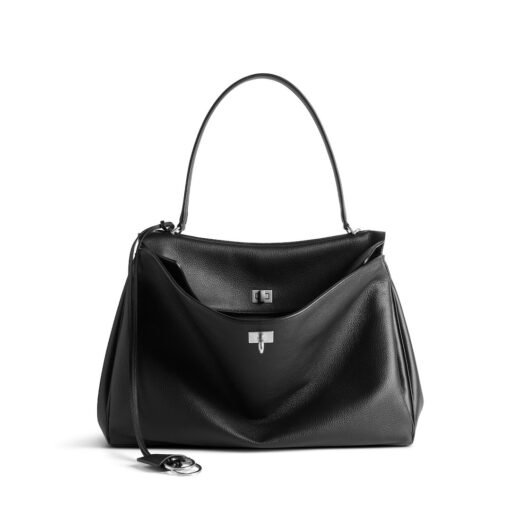 Balenciaga Sac À Main Rodeo Grand Cuir De Veau Grainé en Noir