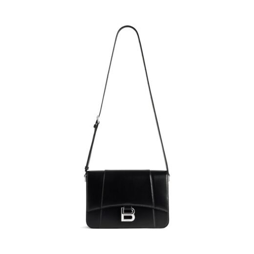 Balenciaga Sac À Rabat Hourglass Moyen pour Femme en Noir