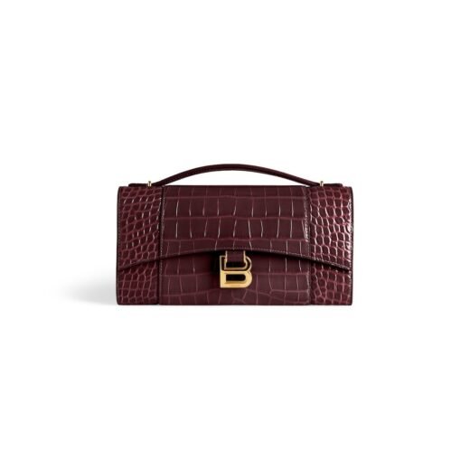 Balenciaga Pochette Hourglass Avec Chaîne en Bordeaux Foncé