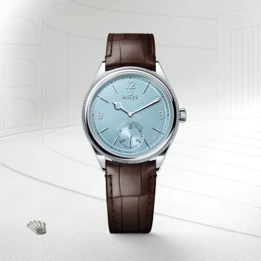 Rolex Montre Perpetual 1908 – Cadran Bleu Glacier, Bracelet Cuir Marron