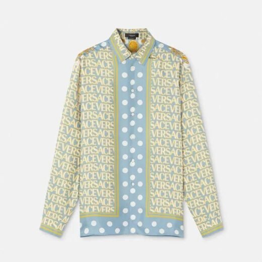 Versace Chemise décontractée à logo intégral multicolore/bleu