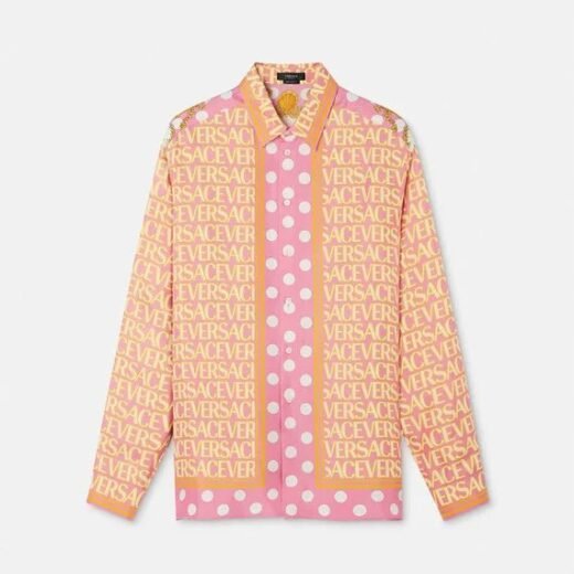 Versace Chemise décontractée à logo intégral multicolore/rose