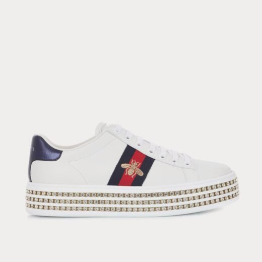Gucci Baskets basses Ace en cuir à plateforme Bianco – 35