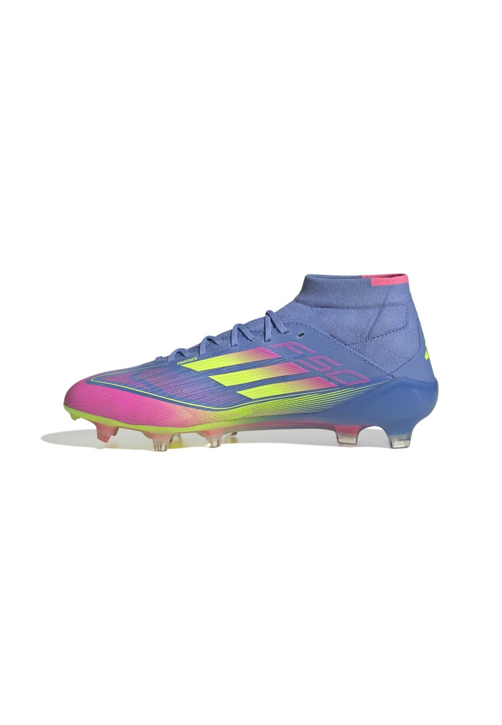 F50 ELITE MID FIRM GROUND - Chaussures de football pour terrain sec - blue fusion   lucid lemon   lucid pink - blue fusion   lucid lemon   lucid pink
