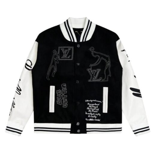 Louis Vuitton Veste universitaire en cuir et laine Forever