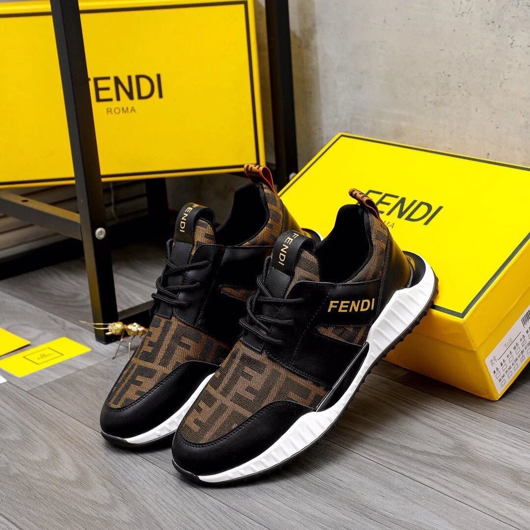 FENDI || Baskets à lacets marron Fendi pour homme