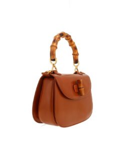 Sac bandoulière Gucci Bamboo en cuir marron et bambou
