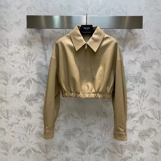 Prada Veste courte zippée en popeline pour femme