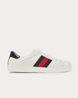 Baskets basses blanches en cuir à finitions serpent d'eau Gucci Ace
