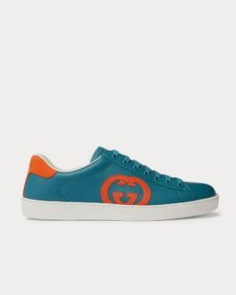 Baskets basses bleues en cuir et daim Gucci Ace