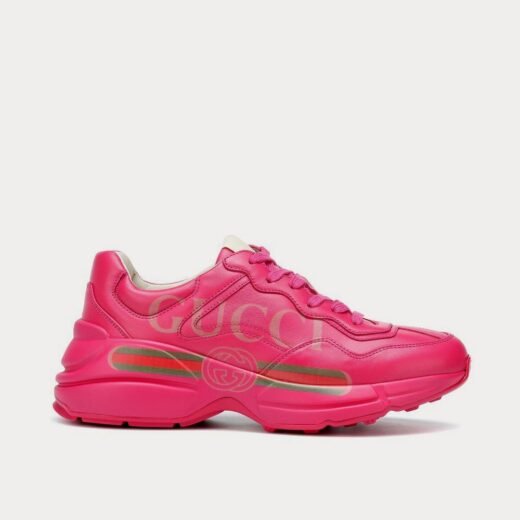 Gucci Baskets basses Rhyton en cuir rose – 35