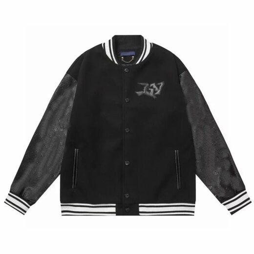 Louis Vuitton Veste universitaire en cuir et laine embossée Monogram LV