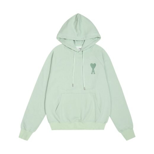 AMI Paris Sweat à capuche manches longues en laine avec logo Heart Designers vert/crème