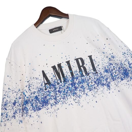 AMIRI Sweat-shirt blanc à col rond et imprimé peinture