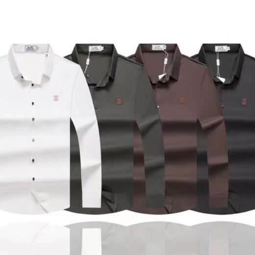 Hermès Chemise décontractée à manches longues et élastique auto-texturée