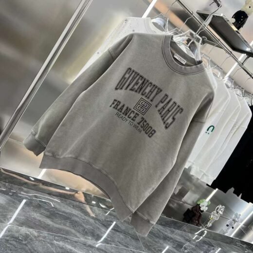 Givenchy Sweat-shirt ras du cou à logo brodé College - Gris
