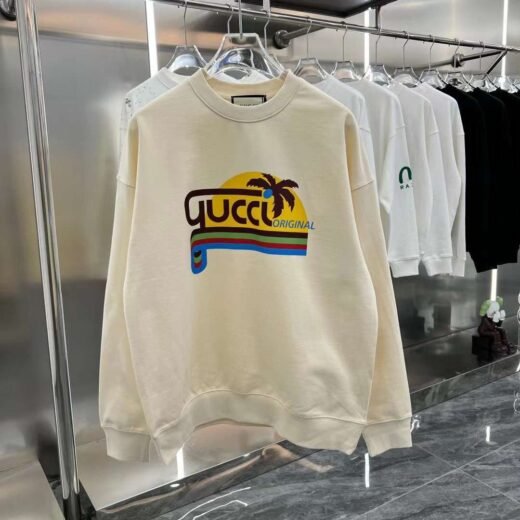 Gucci Sweat-shirt en coton ivoire avec logo Sunset