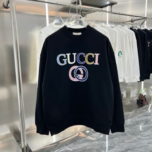 Gucci Sweat-shirt oversize multicolore à logo GG / Noir