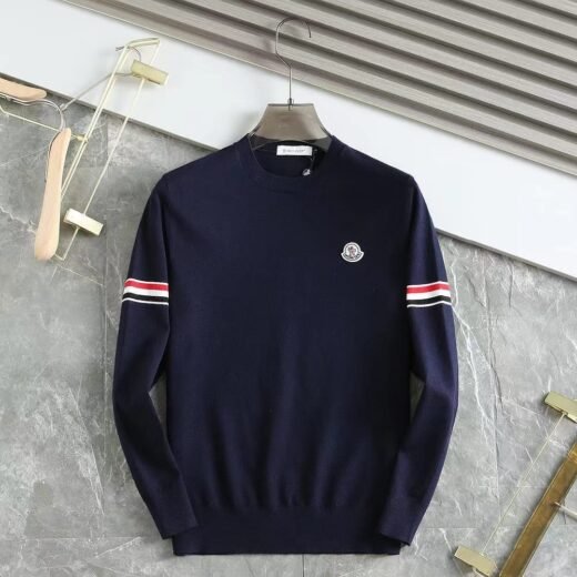 Moncler Sweat-shirt à logo en relief Blanc/Noir/Bleu