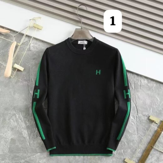 Hermès Manteau en laine brodé avec logo H, veste décontractée, pull pour homme
