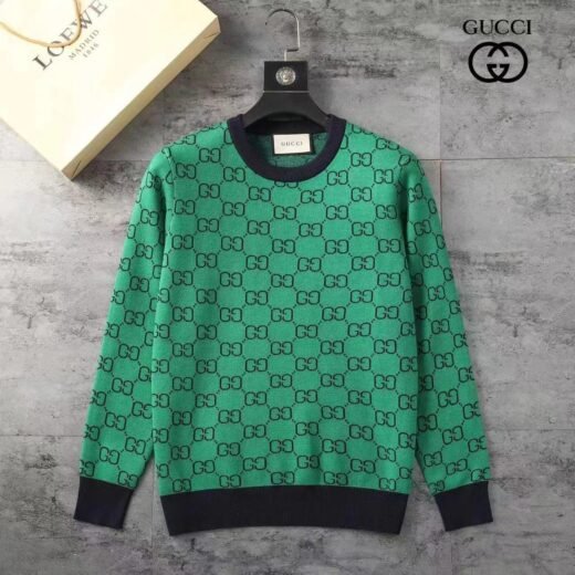 Gucci Pull en laine jacquard GG noir et vert