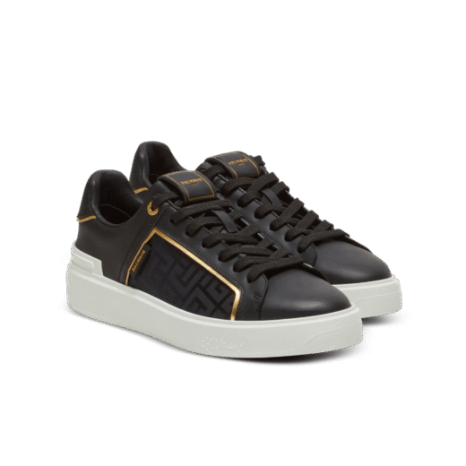 Balmain Baskets B-Court bicolores en nylon et cuir monogrammés