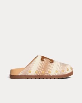 Sabots Celine Pitea en coton rayé beige/écru