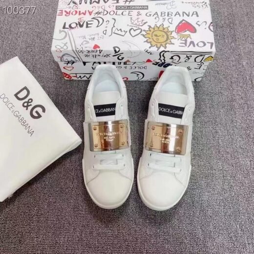 Dolce & Gabbana Baskets Portofino en cuir de veau avec étiquette griffée