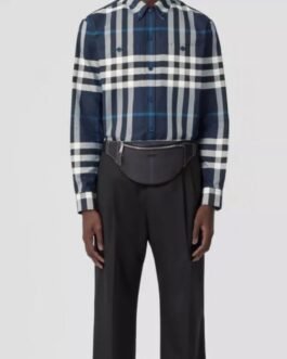 Chemise à carreaux en coton extensible bleu archive