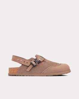 Mules Dior x Birkenstock Tokio en cuir de veau nubuck marron