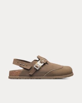 Mules Dior x Birkenstock Tokio en cuir de veau nubuck kaki