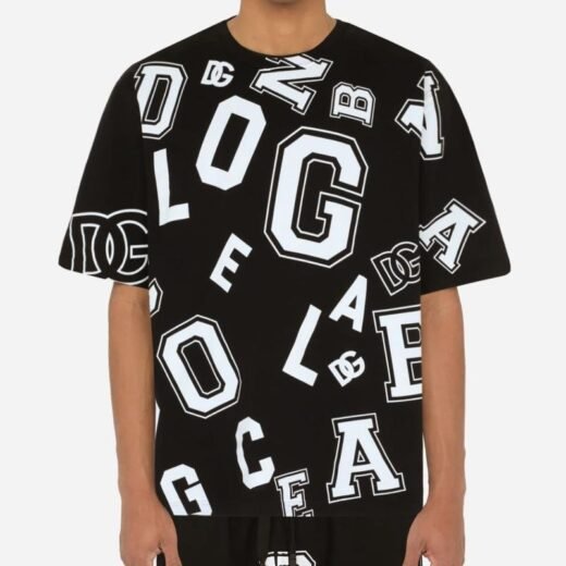 Dolce & Gabbana T-shirt oversize noir et blanc à imprimé monogramme DG