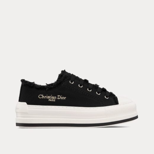 Dior Baskets basses Dioriviera Walk'n'Dior Platform noires en toile de coton brodée et frangée