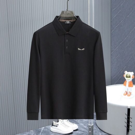 Fendi Polo piqué à manches longues avec logo Angry Bird Eyes