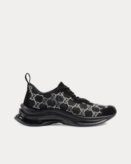 Baskets basses noires Gucci Run GG Crystal Mesh