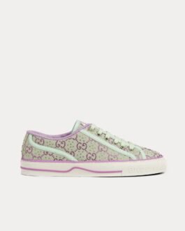 Baskets basses Gucci Tennis 1977 GG Crystal Canvas vert clair/lilas