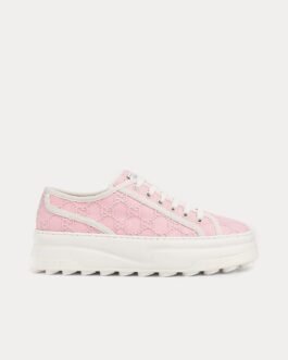 Baskets basses Gucci Tennis 1977 GG en toile rose clair