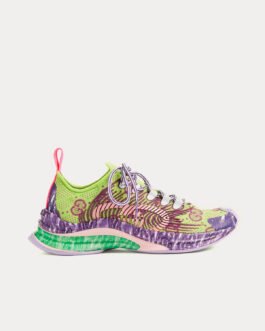 Chaussures de course Gucci Run GG en tissu technique tricoté vert/violet