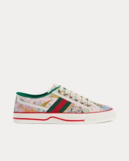 Baskets basses roses à imprimé fleuri Gucci Tiger Tennis