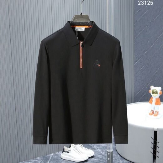 Hermès Polo en coton à manches longues avec logo brodé