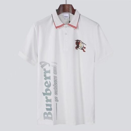 Burberry T-SHIRT À MANCHES COURTES AVEC COL ET LOGO IMPRIMÉ