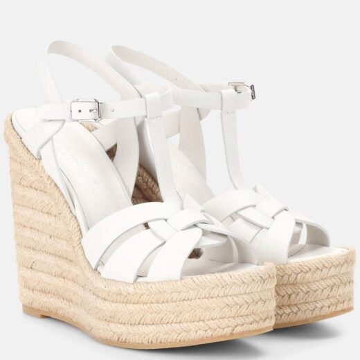 Saint Laurent Sandales compensées Tribute 130 en cuir