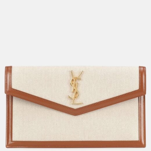 Saint Laurent Pochette Uptown en toile et cuir